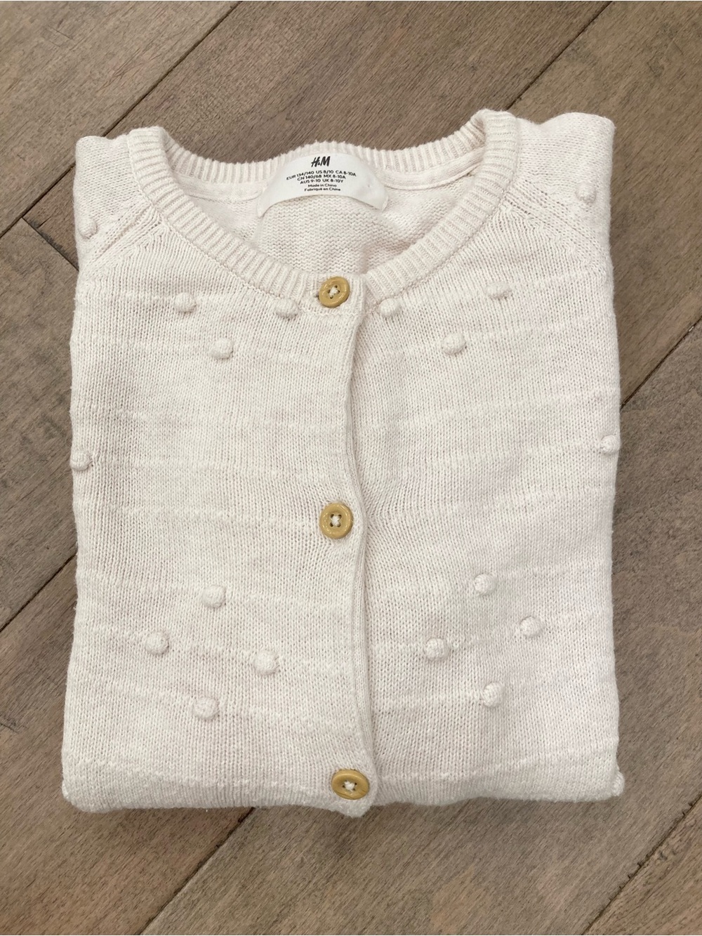 Girls Cream Bobble Knit Textured Cotton Cardigan | 8-10Y